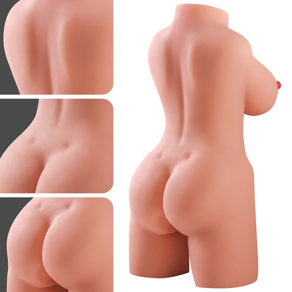 1.8kg Curvy Half Body Doll with Soft Breasts and Realistic Openings.
