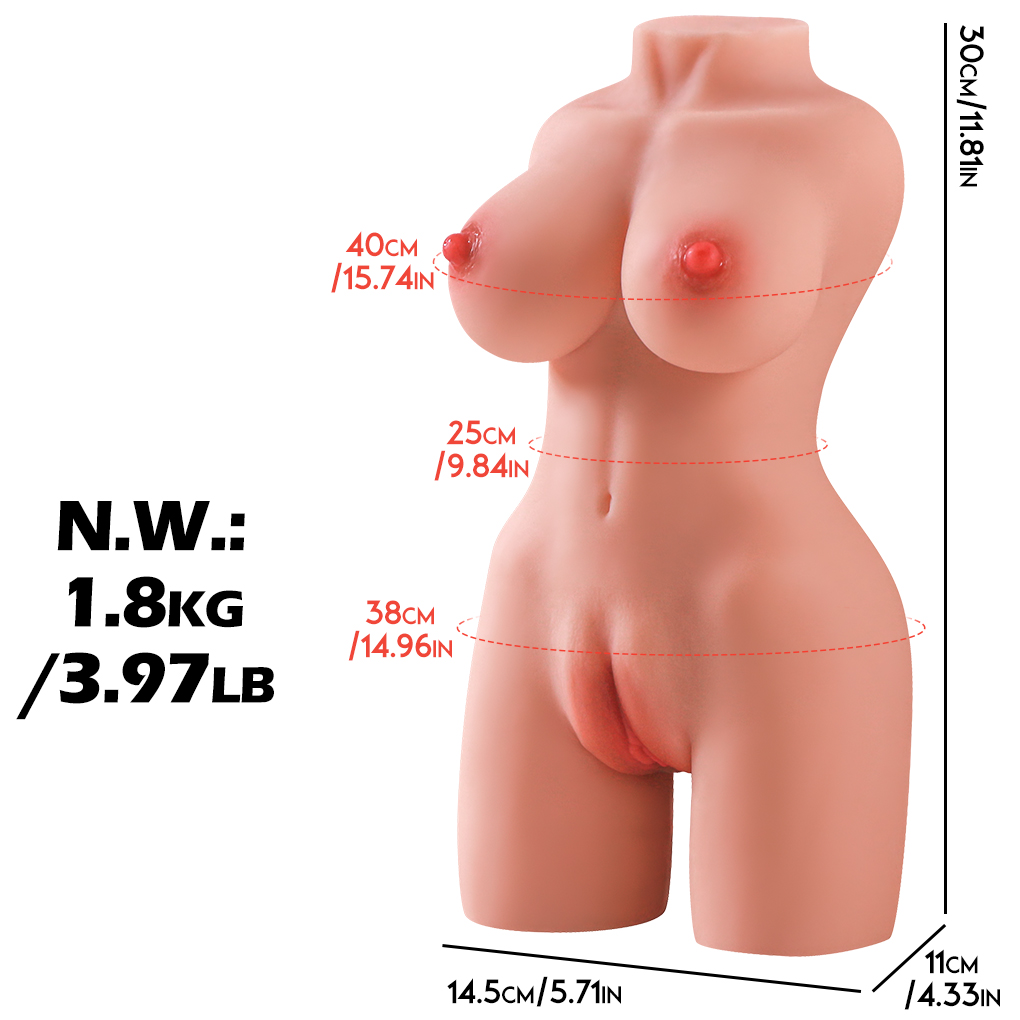 1.8kg Curvy Half Body Doll with Soft Breasts and Realistic Openings.