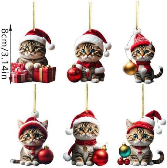 Charming Acrylic Cat Christmas Hanging Ornament