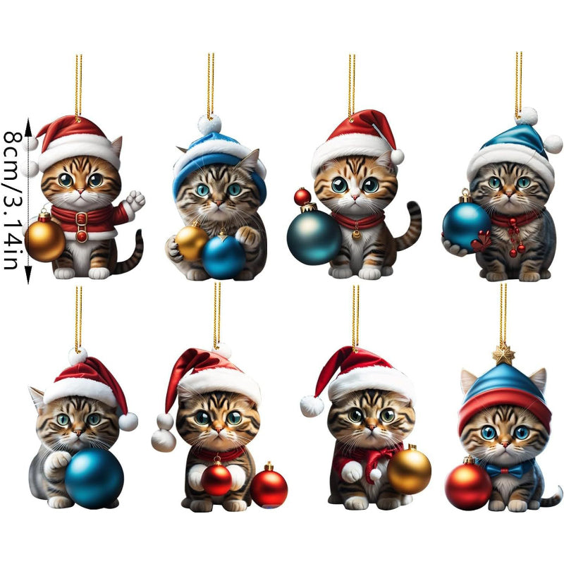 Charming Acrylic Cat Christmas Hanging Ornament