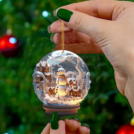 2D Acrylic Snowman Glass Ball Pendant Ornament